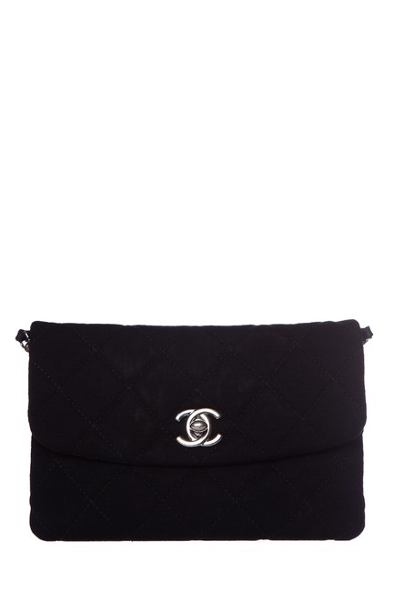 Chanel Classic Flap Jersey Mini Black Shoulder Bag 