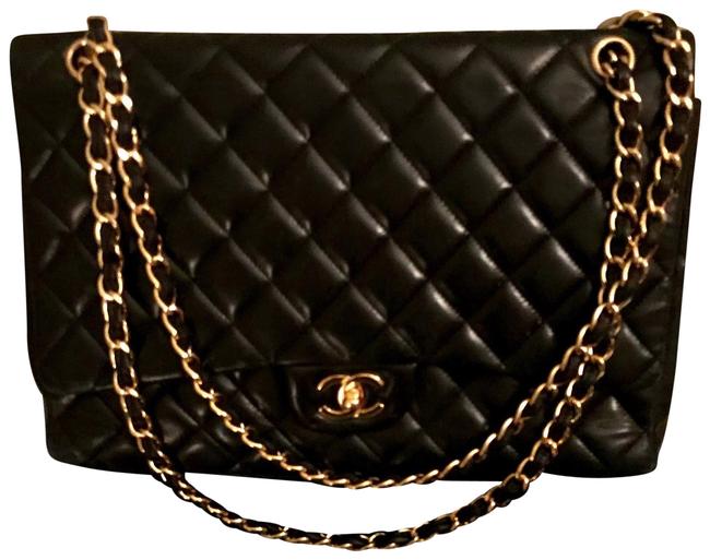 Chanel Classic Flap Jumbo Black Lambskin Shoulder Bag 