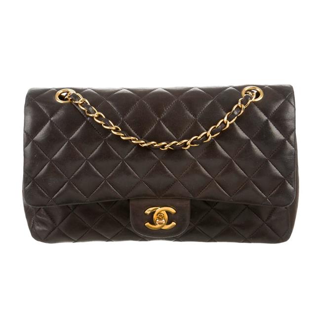 Chanel Classic Flap Medium Dark Gray Lambskin Leather Shoulder Bag 