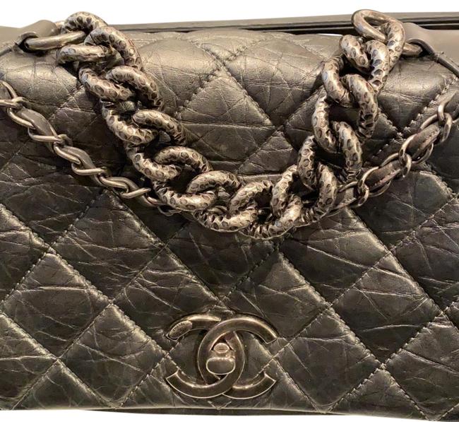 Chanel Classic Flap Medium Grey Leather Shoulder Bag 