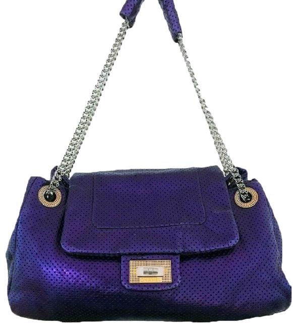 Chanel Classic Flap Metallic Purple Leather Shoulder Bag 