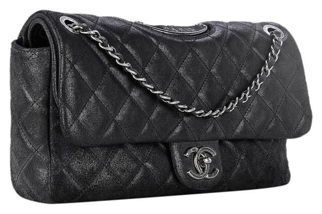 Chanel Classic Flap Paris dallas Quilted Black Cowhide Leather Shoulder Bag 