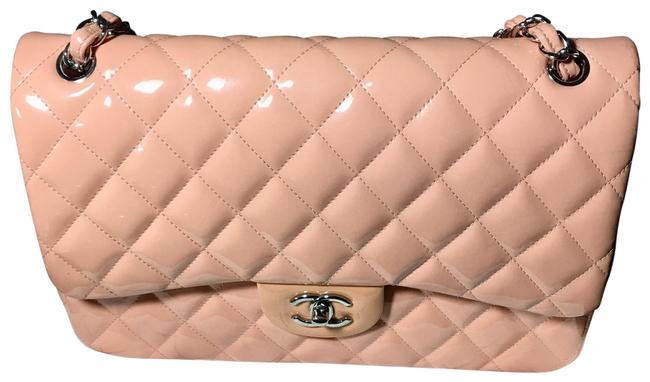 Chanel Classic Flap Pink with Silver Hw Patent Leather Shoulder Bag 