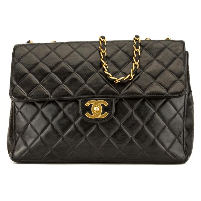 Chanel Classic Flap Quilted Jumbo 3974005 Black Lambskin Shoulder Bag 