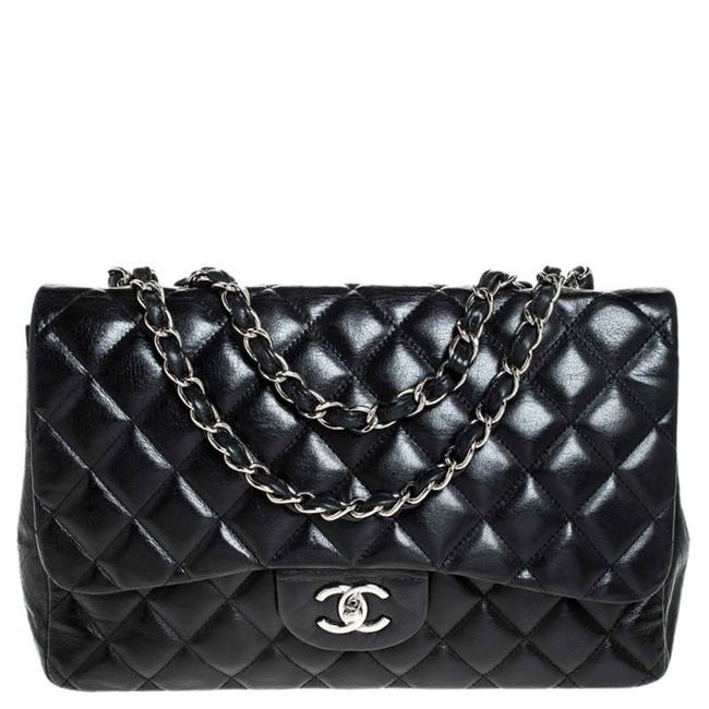 Chanel Classic Flap Quilted Jumbo Classic Single Black Leather Shoulder Bag 