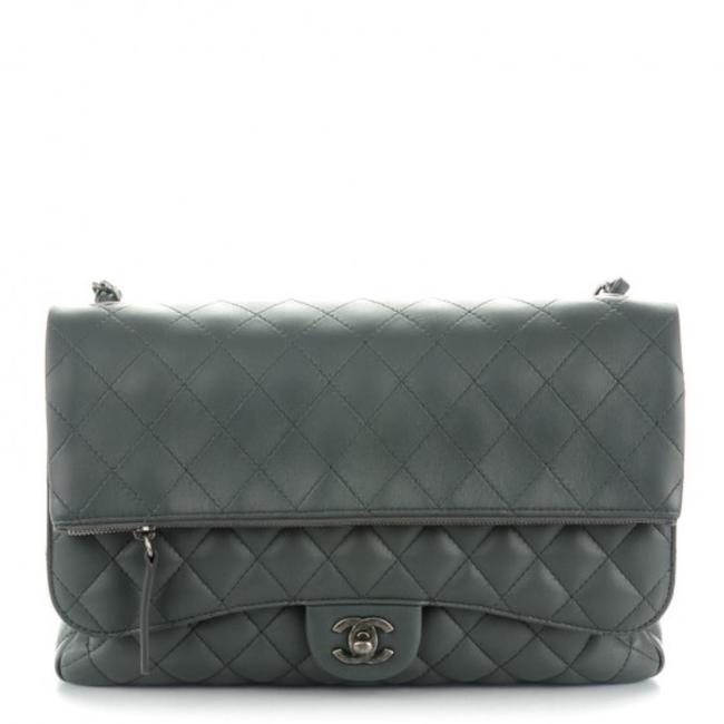 Chanel Classic Flap Quilted Multi Dark Grey Lambskin Leather Shoulder Bag 