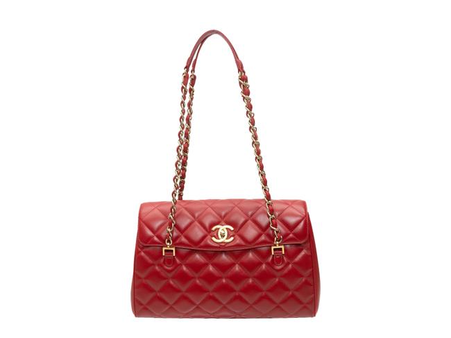 Chanel Classic Flap Quilted Red Leather Shoulder Bag 