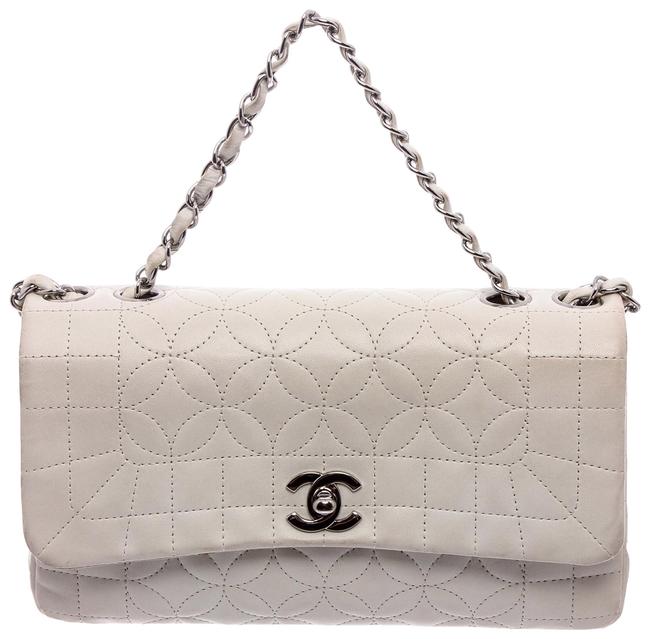 Chanel Classic Flap Single White Stitched Leather Shoulder Bag 