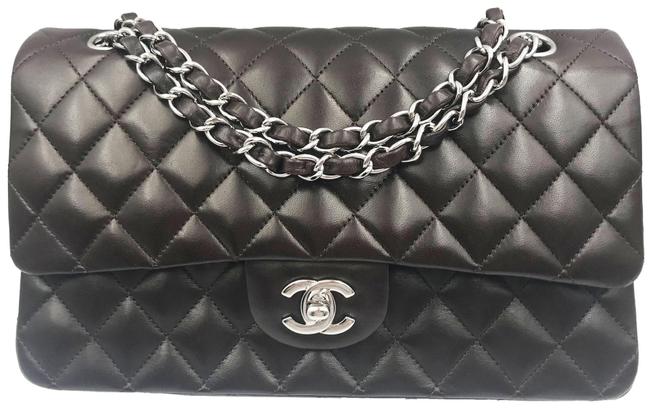Chanel Classic Double Flap Timeless 10&quot Espresso Brown Lambskin Shoulder Bag 