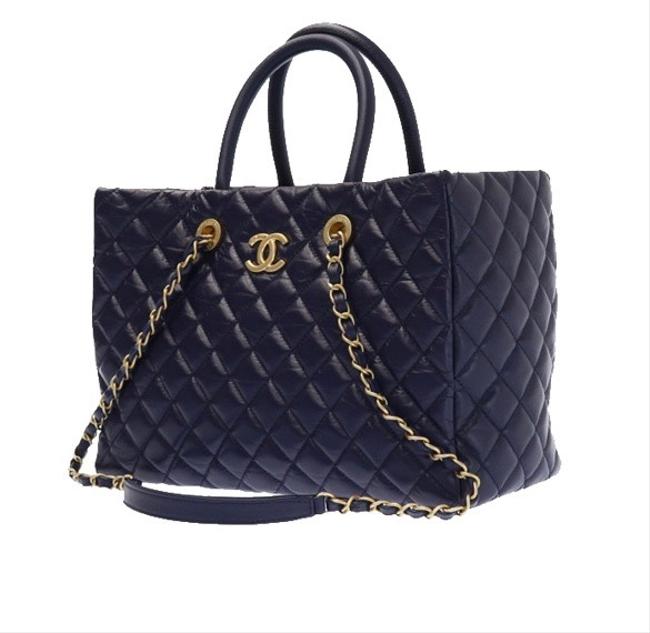Chanel Classic Flap Tote Shopper Calfskin Leather Shoulder Bag 