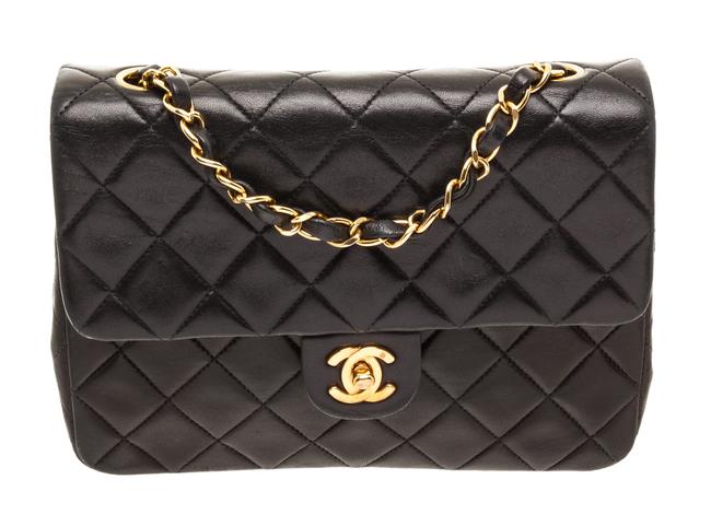 Chanel Classic Flap Vintage Calfskin Square Mini Black Leather Shoulder Bag 