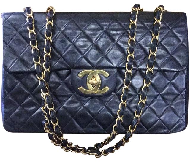 Chanel Classic Flap Vintage Maxi Black Shoulder Bag 