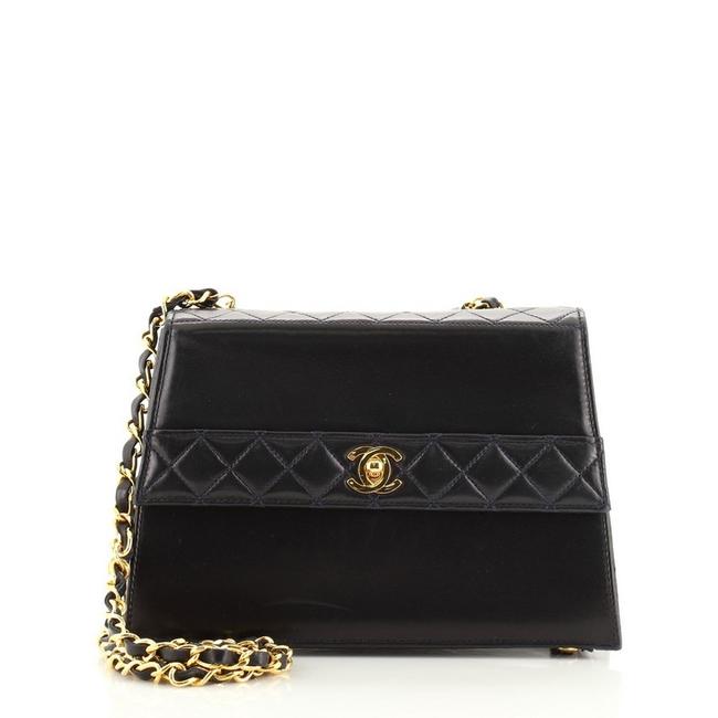 Chanel Classic Flap Vintage Trapezoid Cc Small Blue Leather Shoulder Bag 