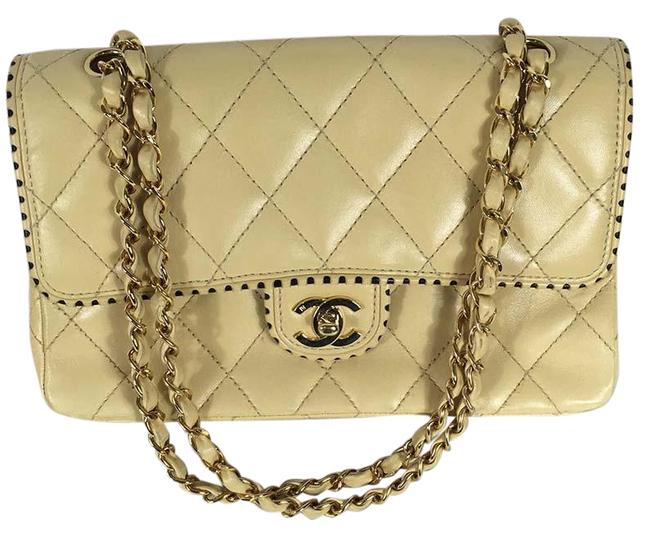 Chanel Classic Handbag Medium Golden Hw Yellow Lambskin Leather Shoulder Bag 