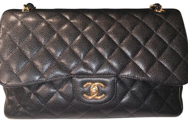 Chanel Classic Jumbo Black Chamois Leather Shoulder Bag 
