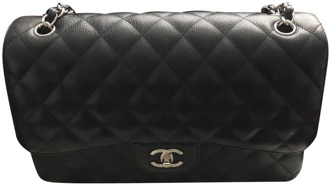 Chanel Classic Double Flap Jumbo Black with Shw Caviar Shoulder Bag 