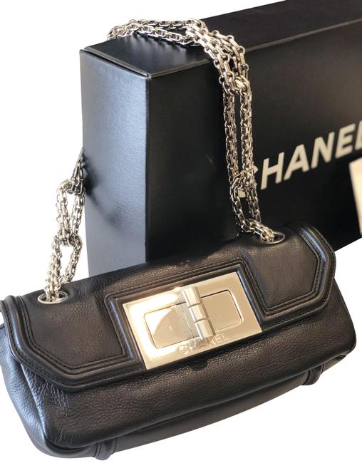 Chanel Classic Mademoiselle Flat Black Leather Shoulder Bag 