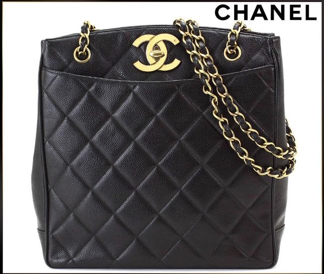 Chanel Classic Quilted Black Caviar Leather Shoulder Bag 