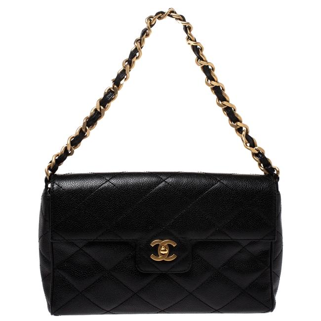 Chanel Classic Quilted Caviar Flap Black Leather Shoulder Bag 