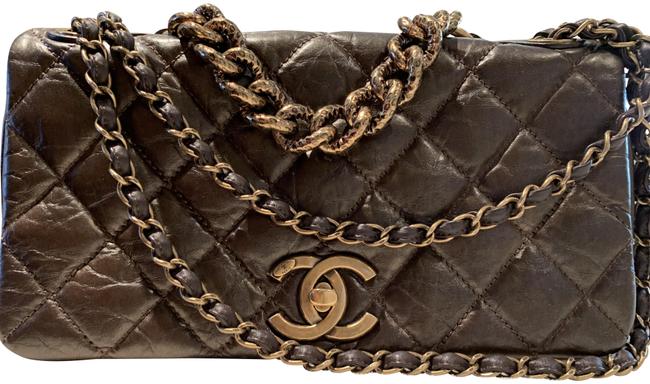 Chanel Classic Quilted Flap Bronze Leather Shoulder Bag 
