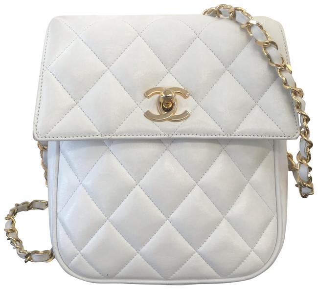 Chanel Classic Quilted White Leather Shoulder Bag 