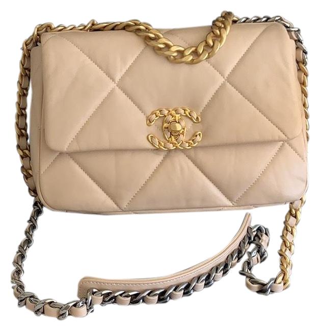 Chanel Classic Small Flap Beige Lambskin Leather Shoulder Bag 
