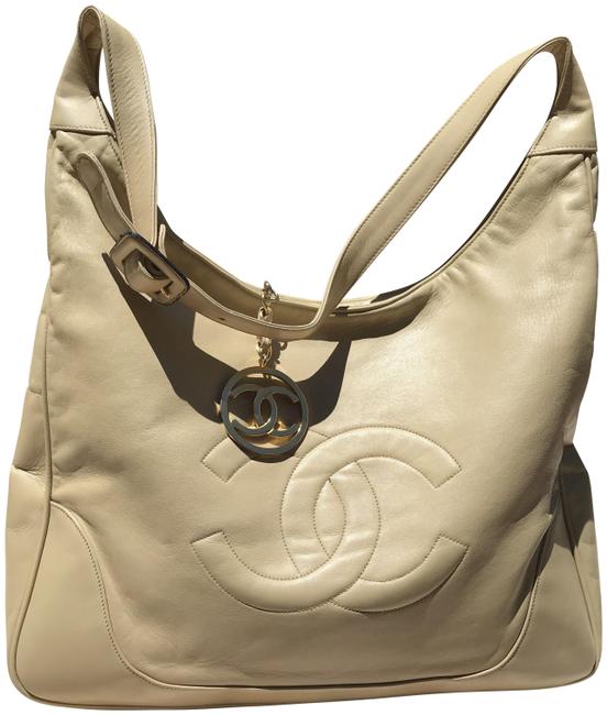 Chanel Classic Vanilla Creamy Beige Calfskin Leather Shoulder Bag 