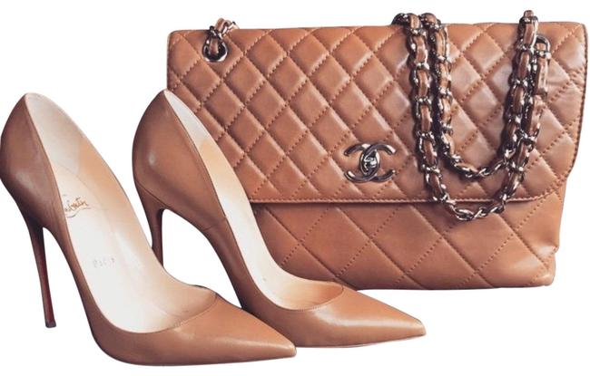 Chanel Classic with Flap Dark Beige Camel Calfskin Shoulder Bag 