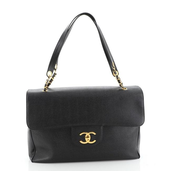 Chanel Classic XL Vintage Cc Flap Caviar Black Leather Shoulder Bag 