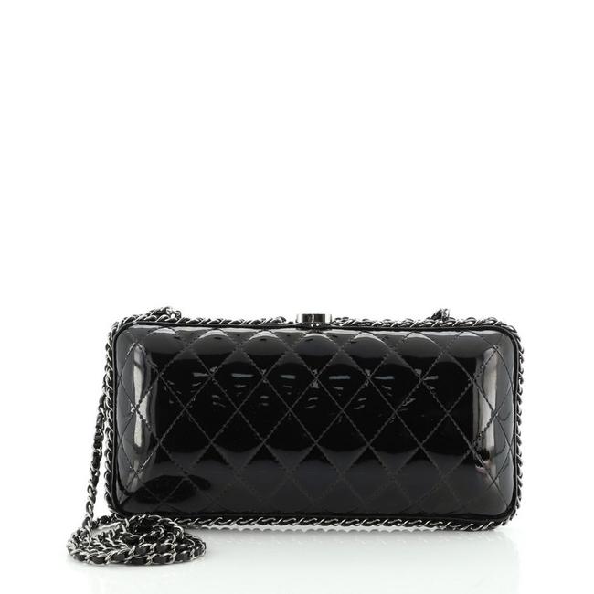 Chanel Clutch Chain Around Quilted Patent Small Black Leather Shoulder Bag 