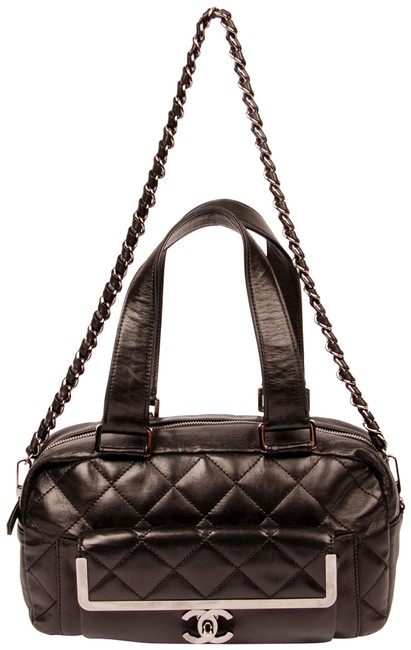 Chanel Coco Handle 6177 Black Lambskin Leather Shoulder Bag 