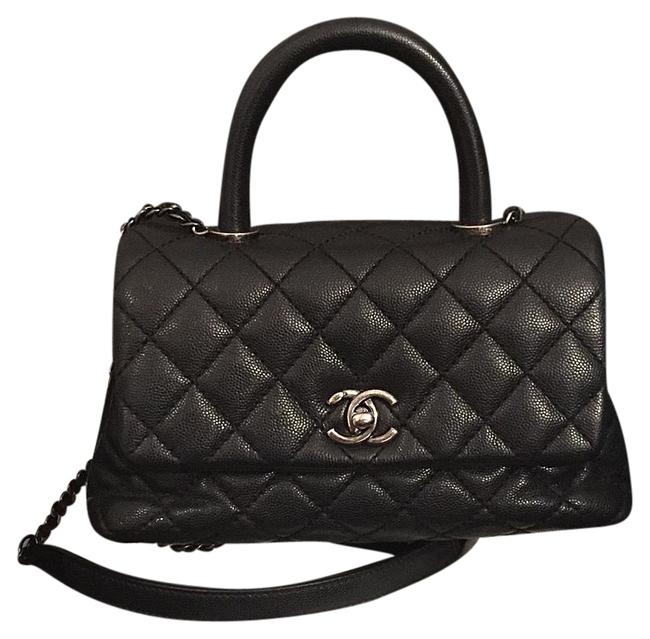 Chanel Classic Flap Coco Handle Mini Leather Black Caviar Shoulder Bag 
