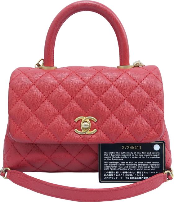 Chanel Coco Handle Mini Satchel Red Caviar Shoulder Bag 