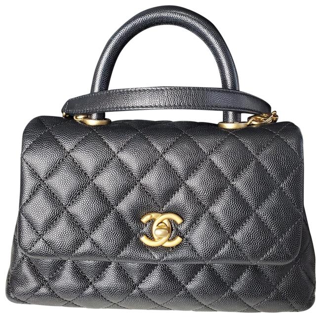 Chanel Coco Handle Quilted Mini Flap Black Caviar Leather Shoulder Bag 