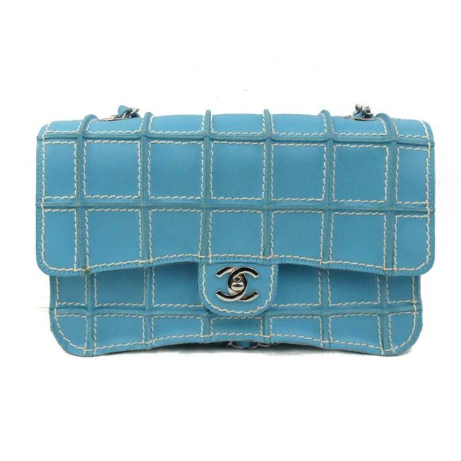 Chanel Coco Light Blue Calfskin Leather Shoulder Bag 