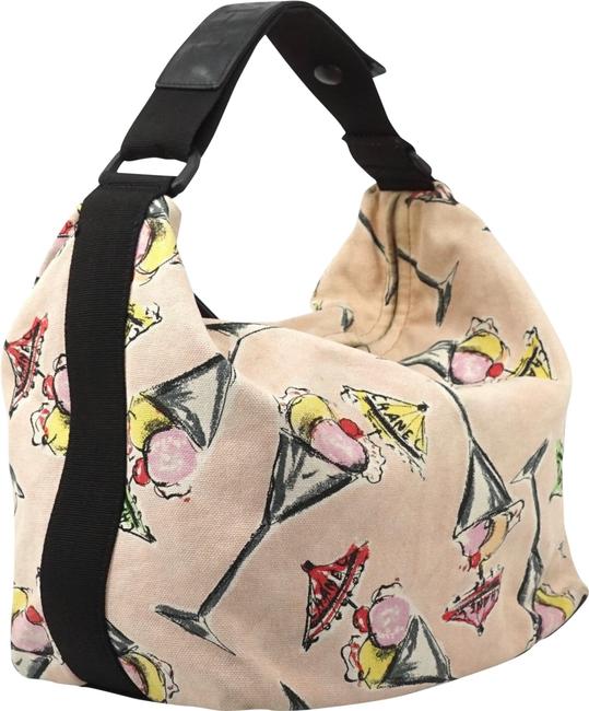 Chanel Cream Pattern Canvas #2334c11 Pink Shoulder Bag 