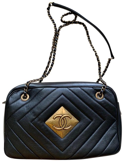 Chanel Crossbody Black Lambskin Leather Shoulder Bag 
