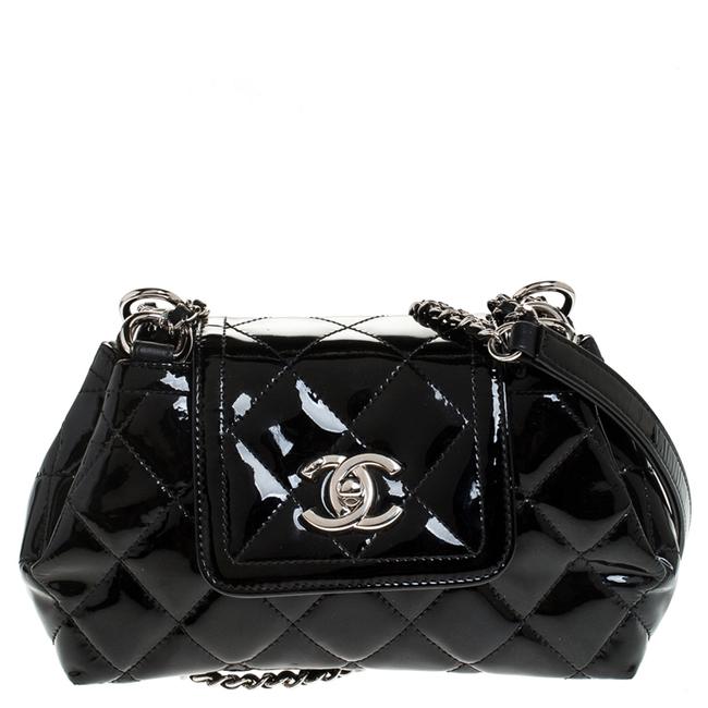 Chanel Crossbody Quilted Black Patent Leather Shoulder Bag 
