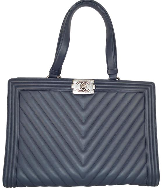 Chanel Dark Blue Lambskin Leather Shoulder Bag 