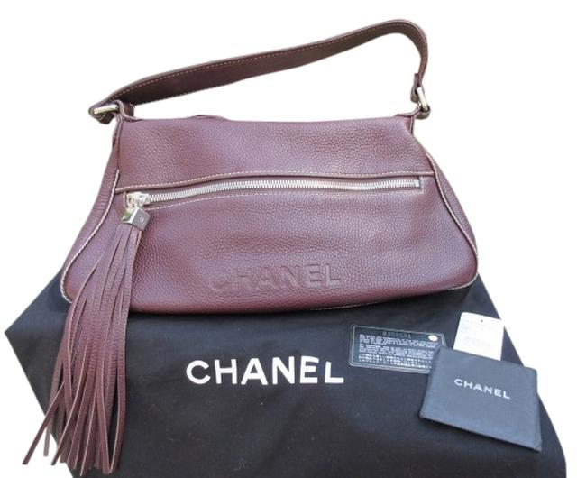 Chanel Dark Bordeaux Leather Shoulder Bag 