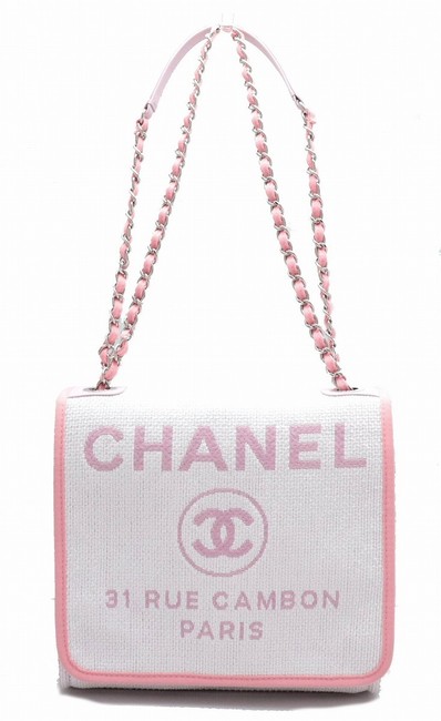 Chanel Deauville Chain 2way Rose Claire A93183 Pink Canvas Shoulder Bag 