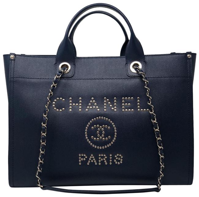Chanel Deauville Studded Blue Shoulder Bag 