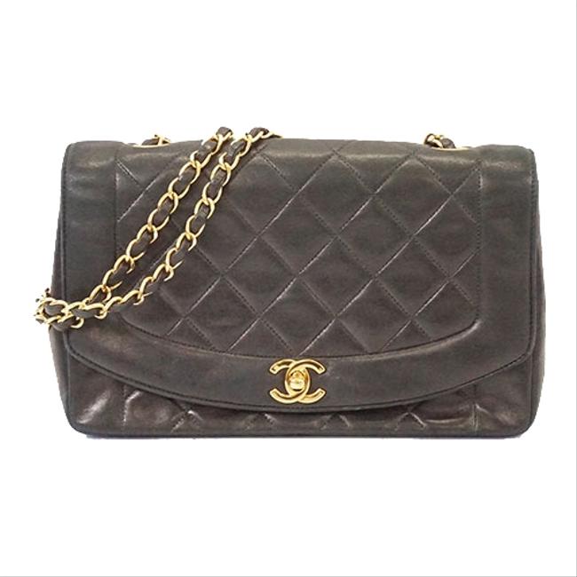 Chanel Diana Matelasse Flap Single Chain Women's Black Leather Shoulder Bag 