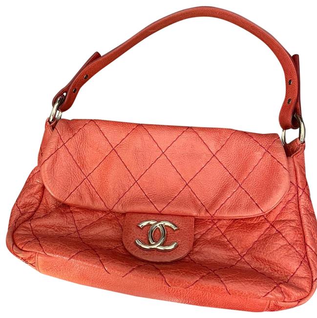 Chanel Distressed Quilted Red Leather Shoulder Bag 