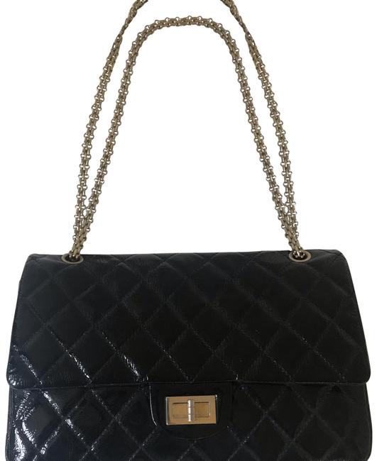 Chanel Double Flap Black Patent Leather Shoulder Bag 