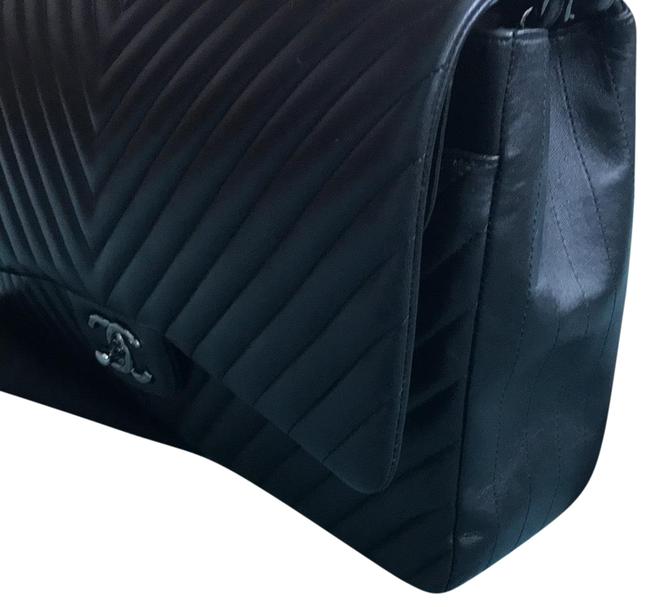 Chanel Double Flap Classic Black Lambskin Leather Shoulder Bag 