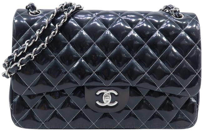 Chanel Double Flap Classic Jumbo Black Vernis Shoulder Bag 