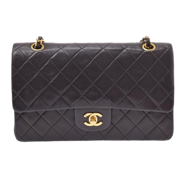 Chanel Double Flap Matelasse Gold Hardware Ladies Lambskin Black Shoulder Bag 
