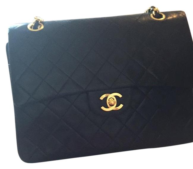 Chanel Double Flap Soft Red Interior Black Leather Shoulder Bag 