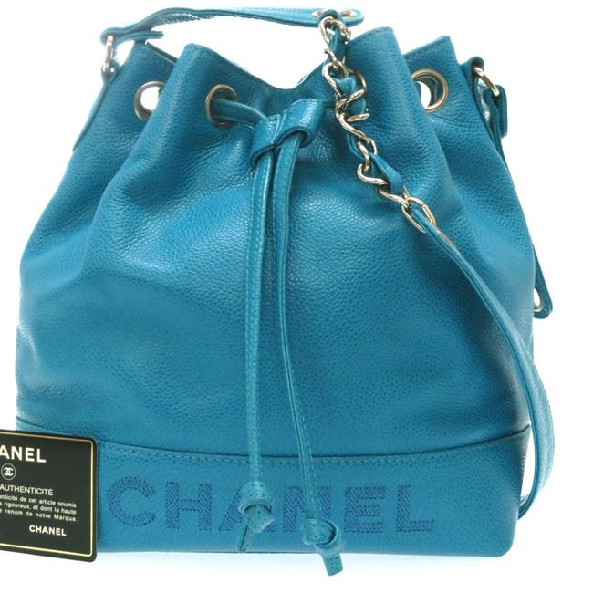 Chanel Drawstring Skin 0073chanel Blue Caviar Leather Shoulder Bag 